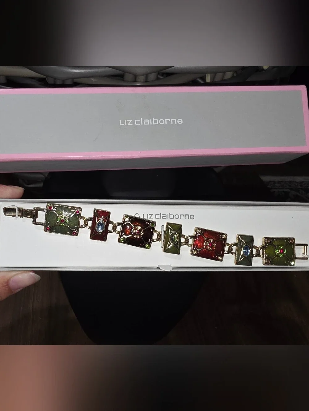Vintage Liz Claiborne Gold-Tone Multicolor Enamel Bracelet